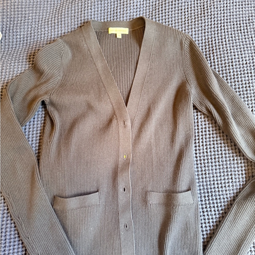 Ann Mashburn Navy Ribbed Cardigan